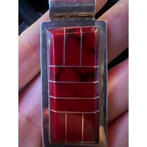 Large Red Jasper Mexican Silver 950 pendent